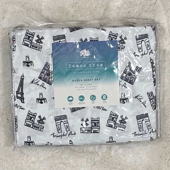 Lemon Tree PARIS FRANCE MONUMENTS Queen Sheet Set